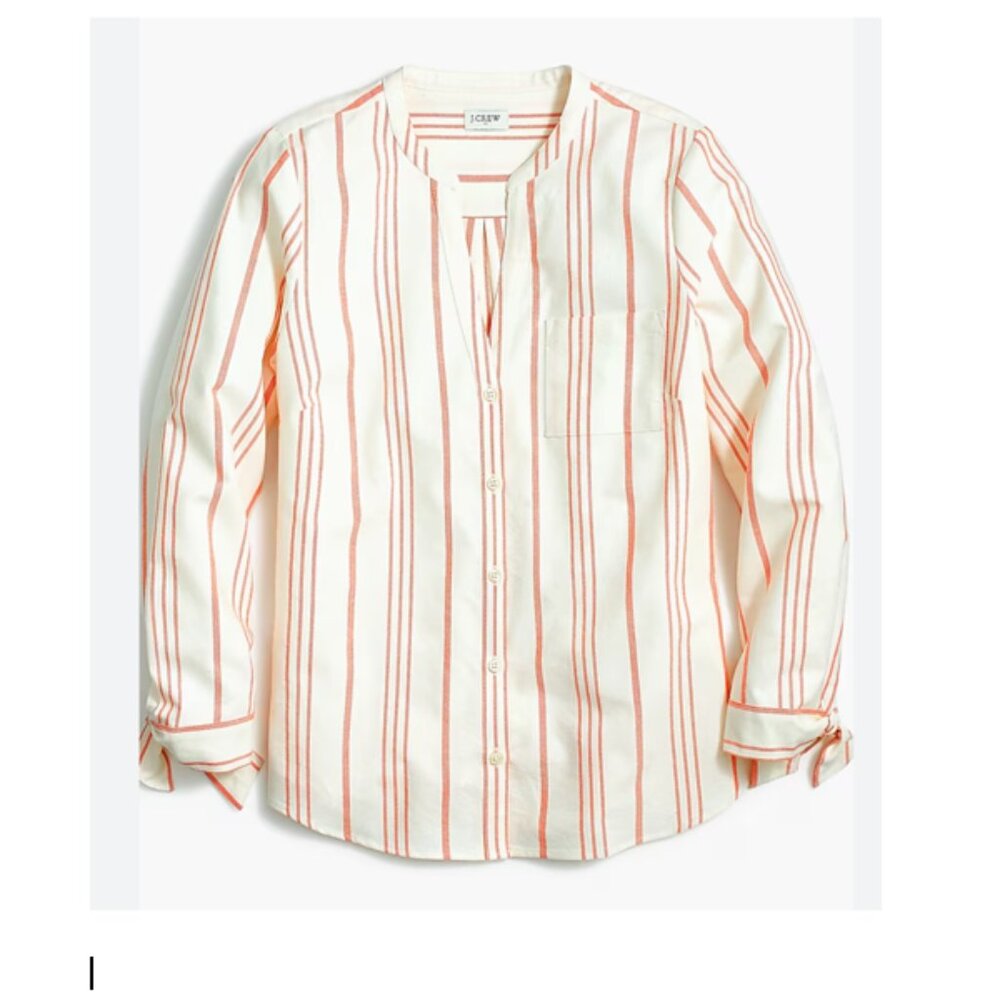 🌟 J.Crew Factory Striped Button-Up Shirt with‎ Sleeve Ties – NEW🌟